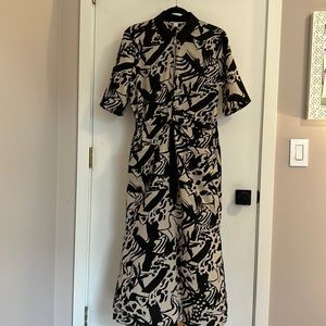 Black and camel print TopShop dress with pockets